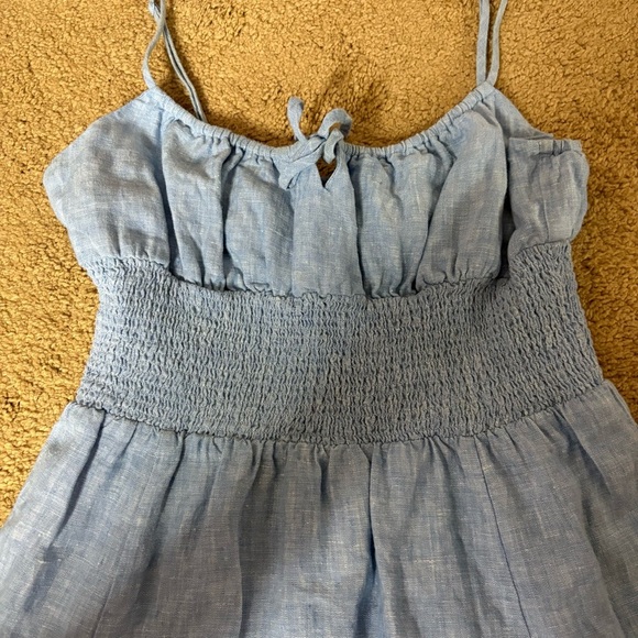 Aritzia Wilfred 100% Organic Linen Genoa Linen Midi Dress in Blue Size Medium - Picture 8 of 9